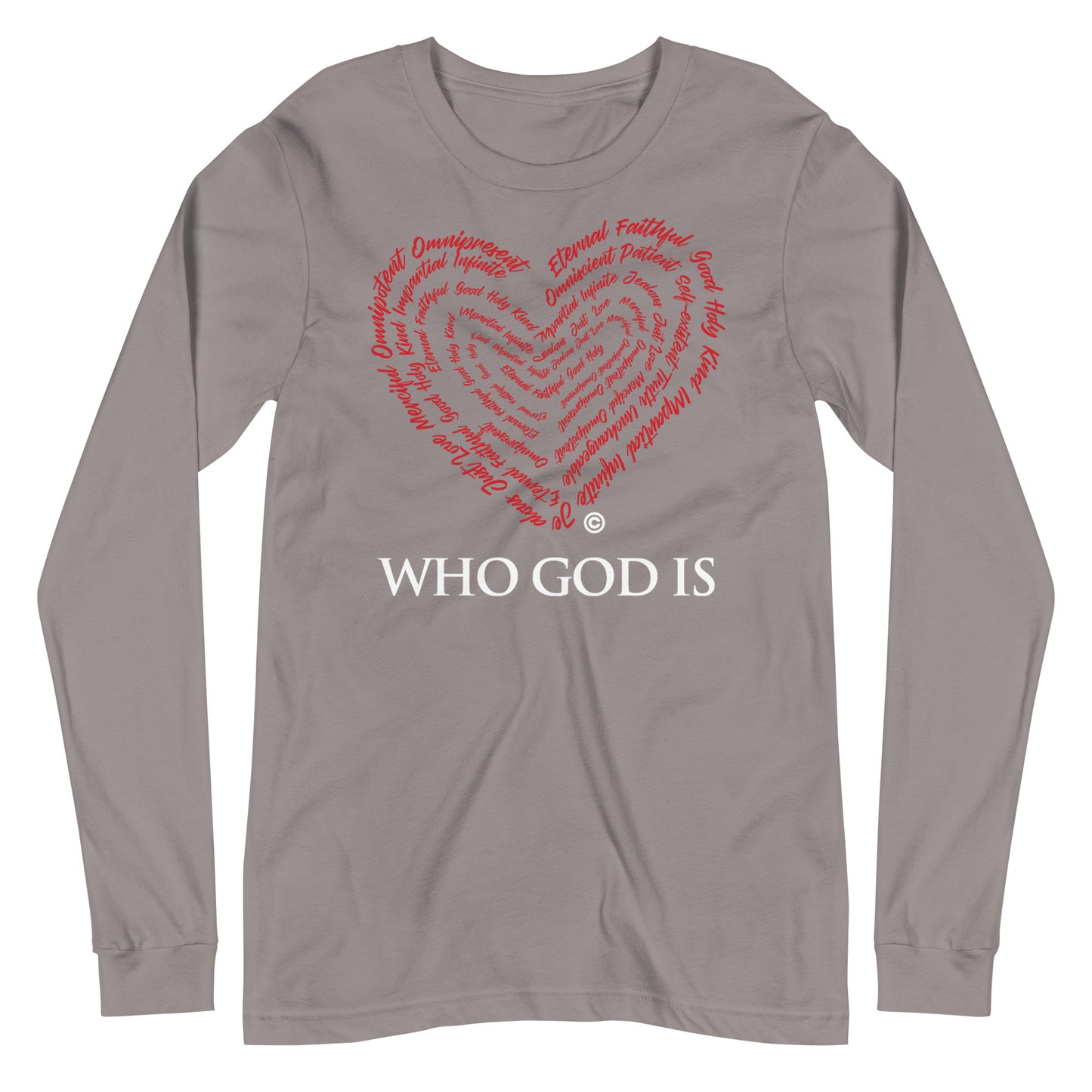 Who God Is Dark-Colored Long Sleeve Tee