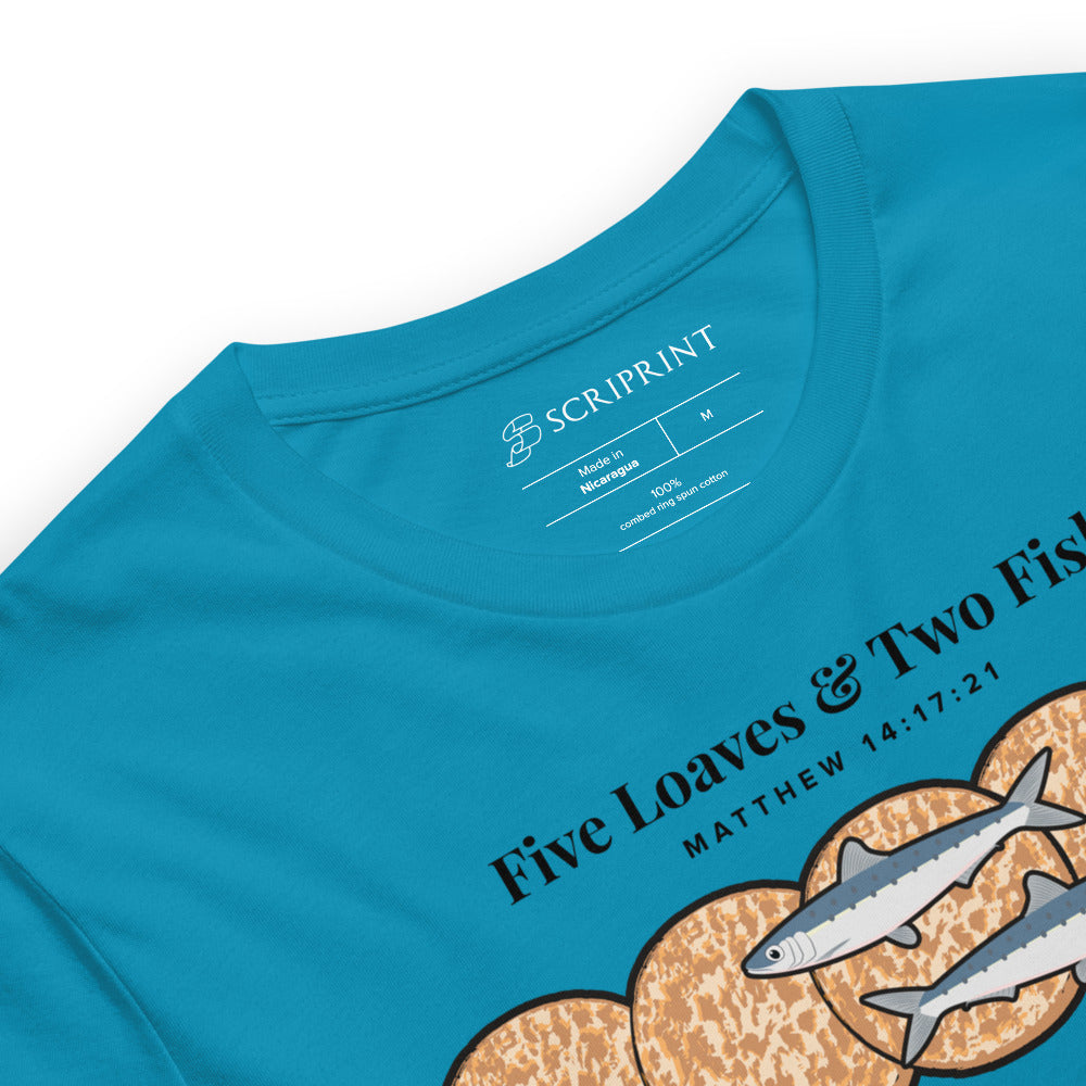 Five Loaves & Two Fish Dark-Colored Short-Sleeve Unisex T-Shirt