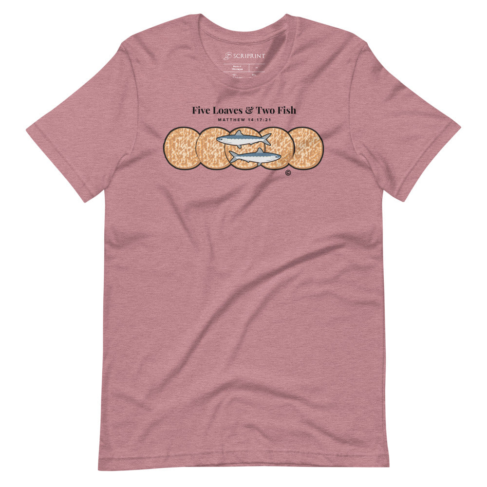 Five Loaves & Two Fish Dark-Colored Short-Sleeve Unisex T-Shirt