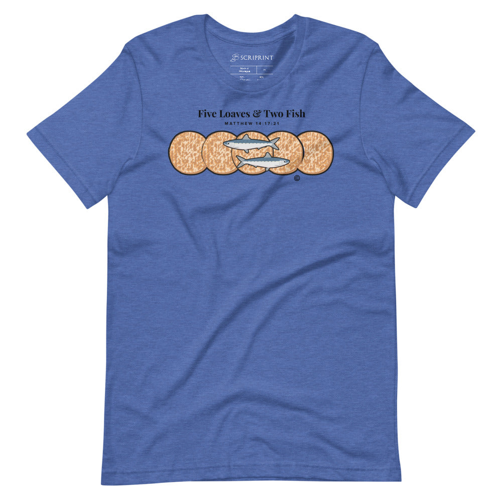 Five Loaves & Two Fish Dark-Colored Short-Sleeve Unisex T-Shirt