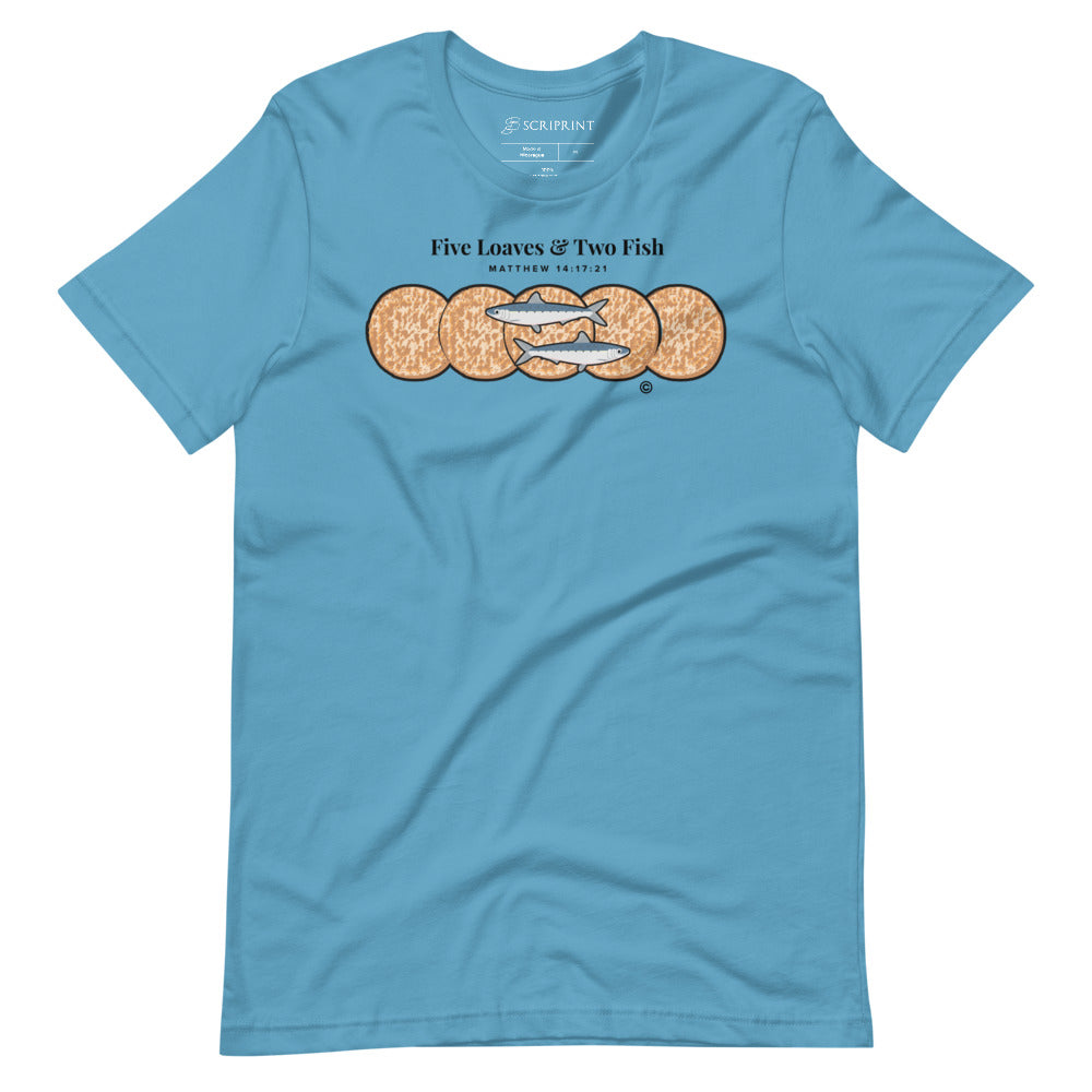 Five Loaves & Two Fish Dark-Colored Short-Sleeve Unisex T-Shirt