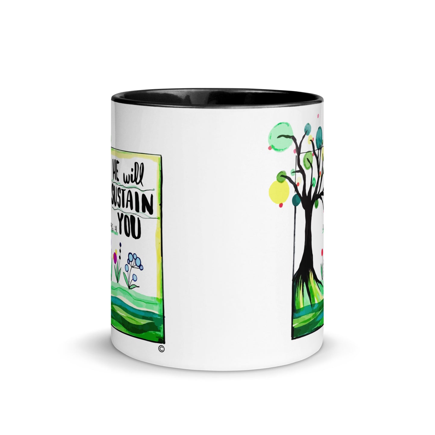 He Will Sustain You Mug with Color Inside