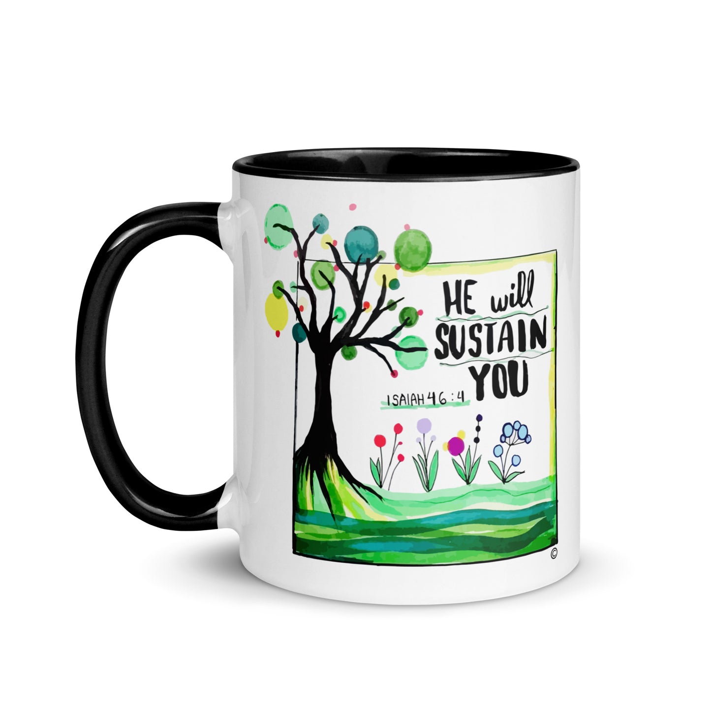 He Will Sustain You Mug with Color Inside