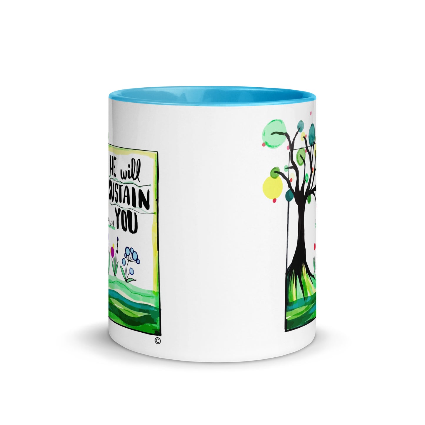 He Will Sustain You Mug with Color Inside