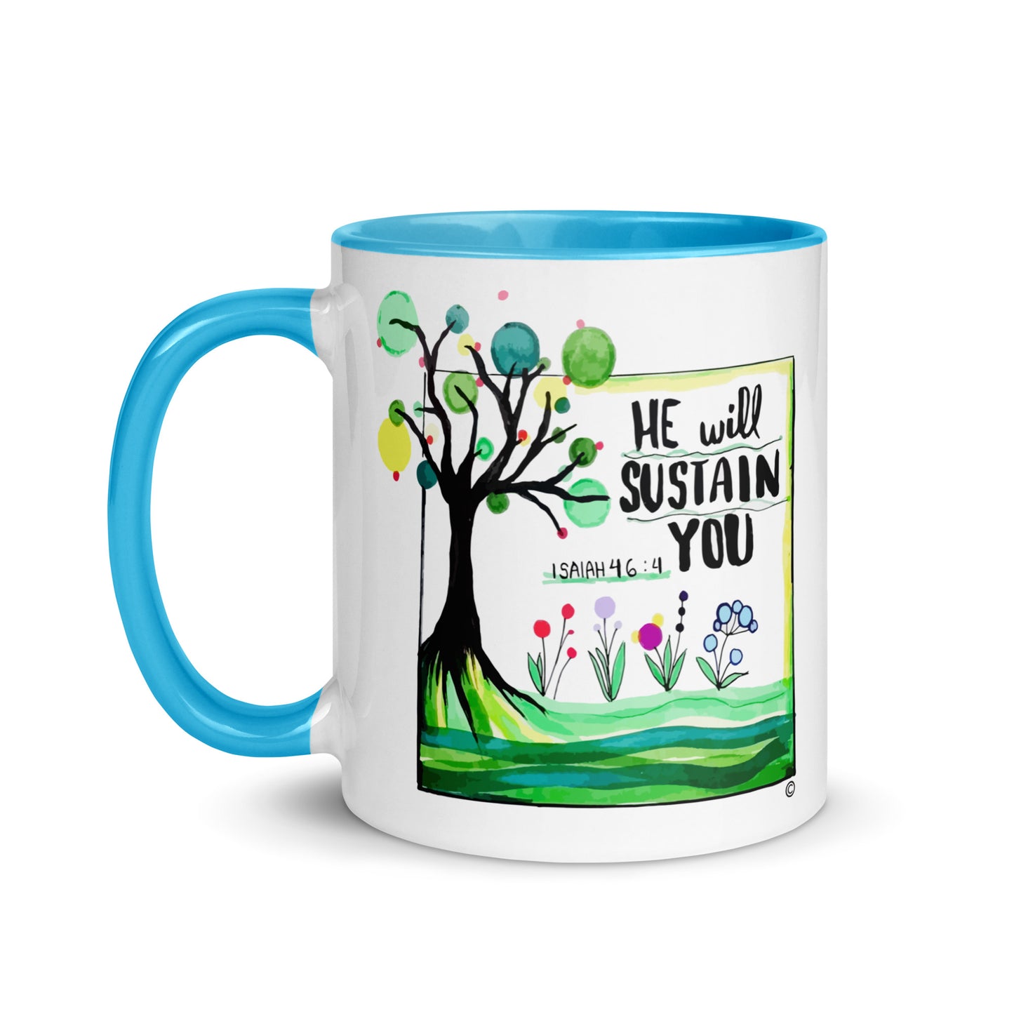 He Will Sustain You Mug with Color Inside
