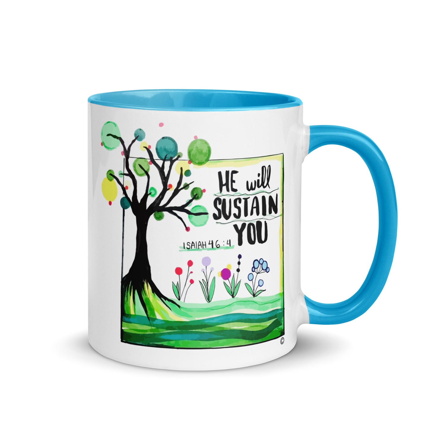 He Will Sustain You Mug with Color Inside