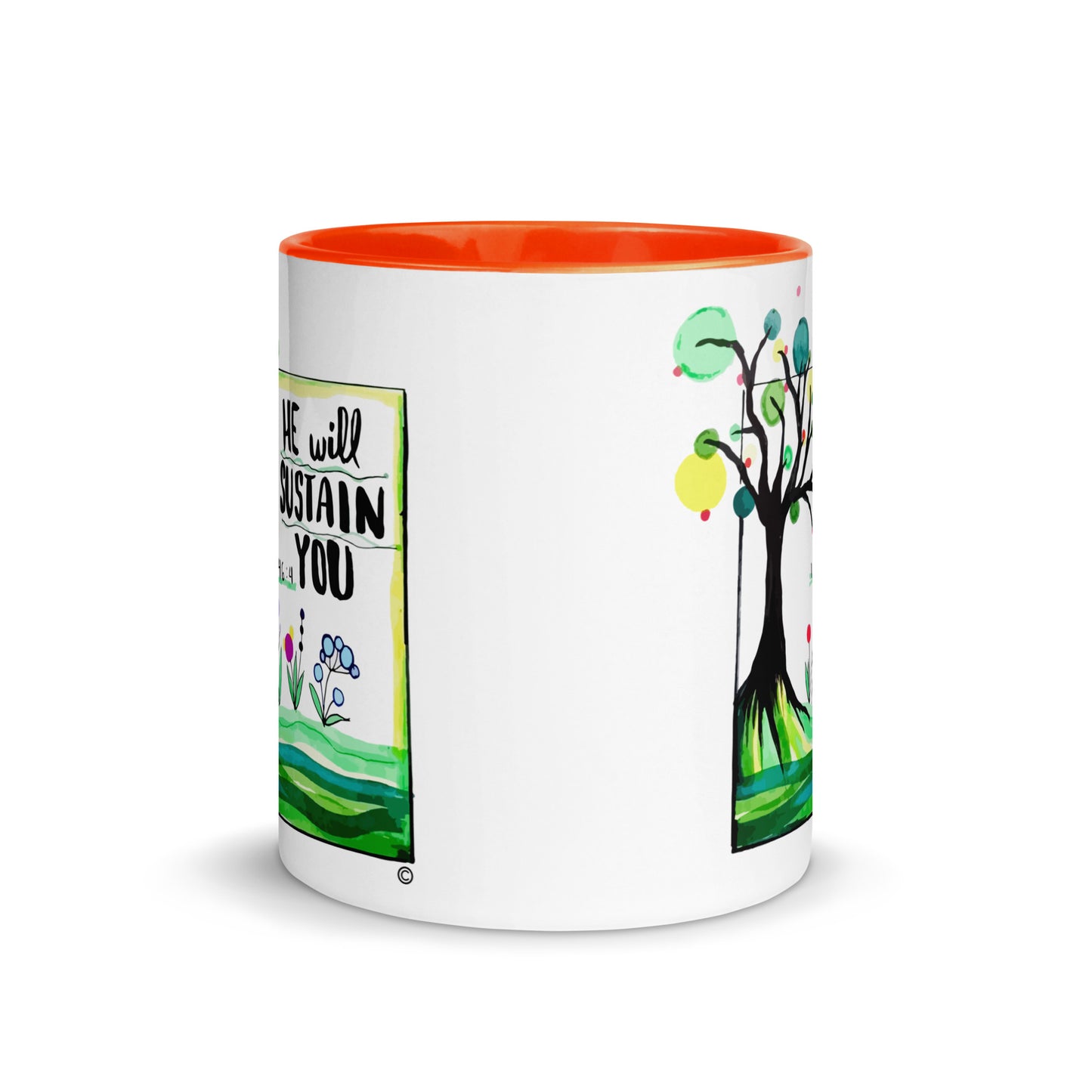 He Will Sustain You Mug with Color Inside