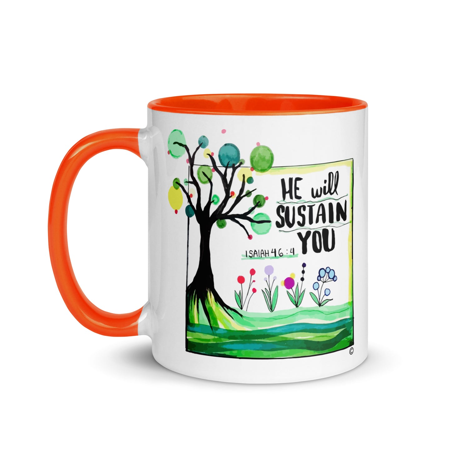 He Will Sustain You Mug with Color Inside