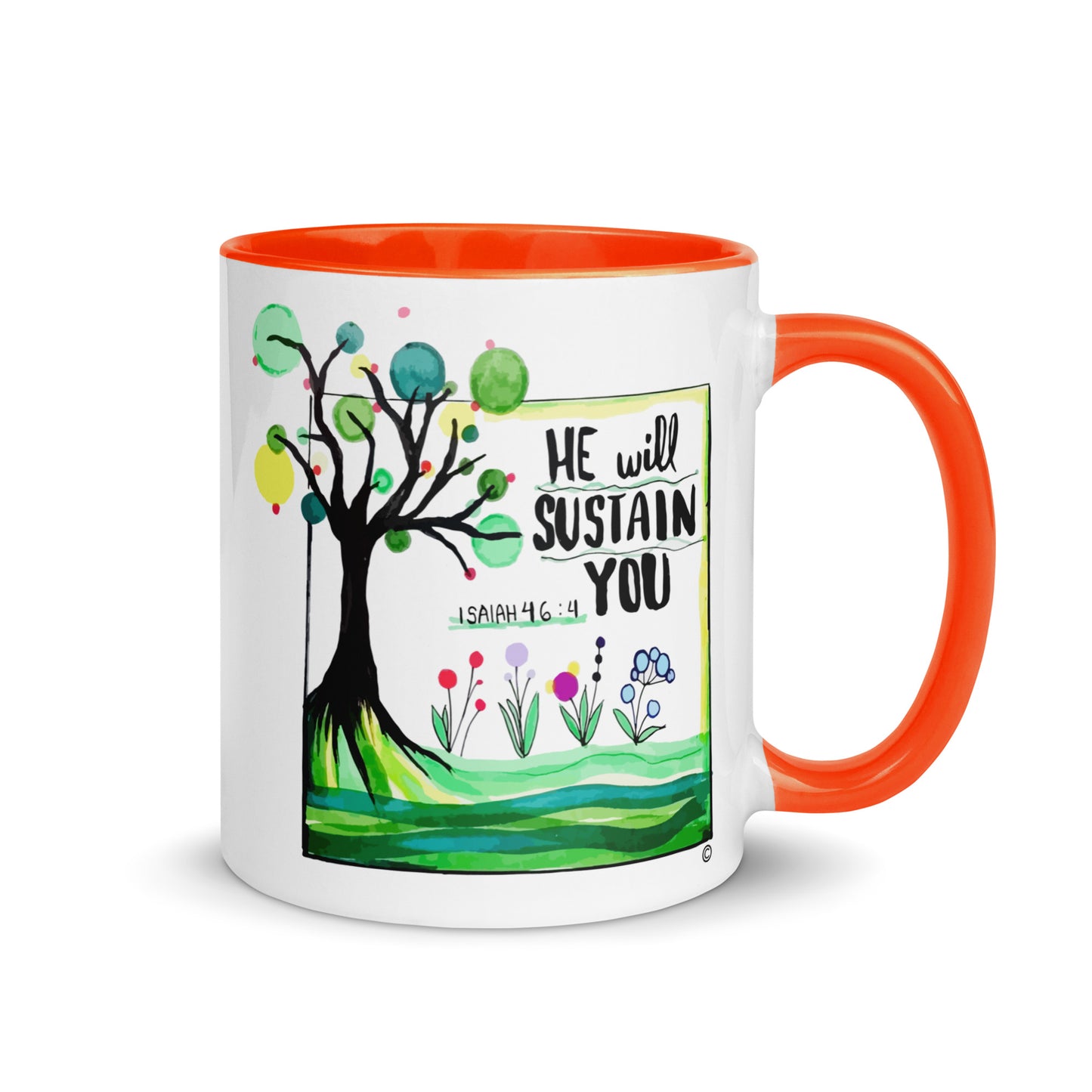 He Will Sustain You Mug with Color Inside