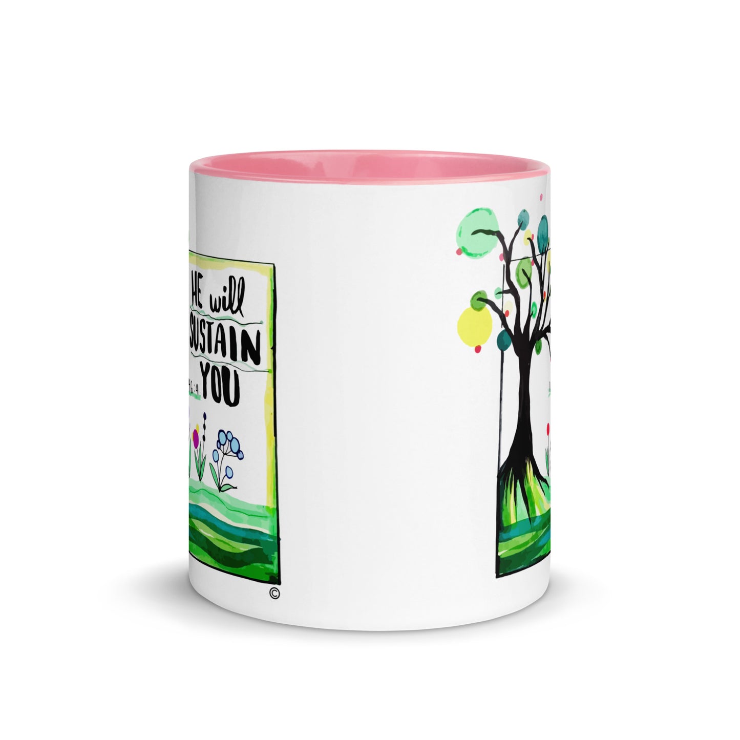 He Will Sustain You Mug with Color Inside