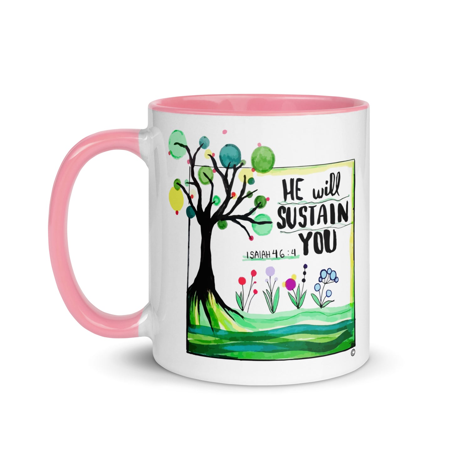 He Will Sustain You Mug with Color Inside