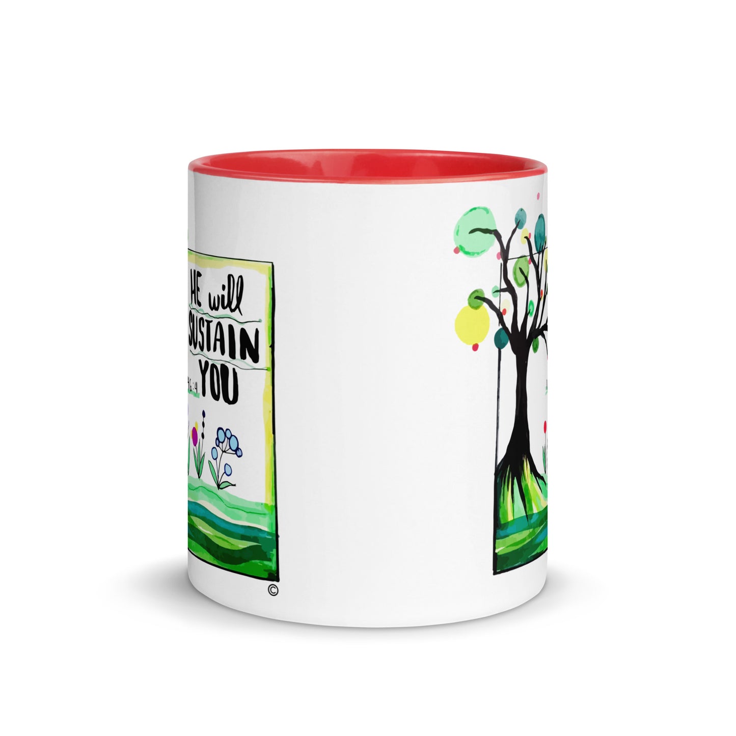 He Will Sustain You Mug with Color Inside