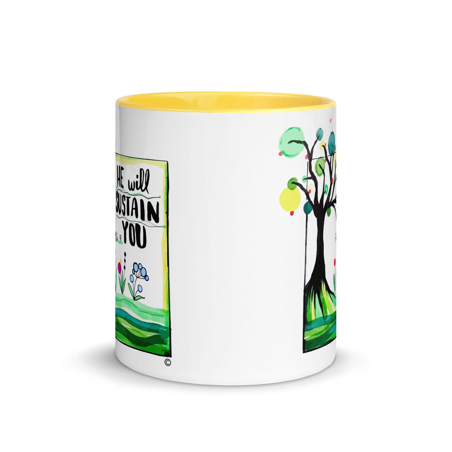 He Will Sustain You Mug with Color Inside