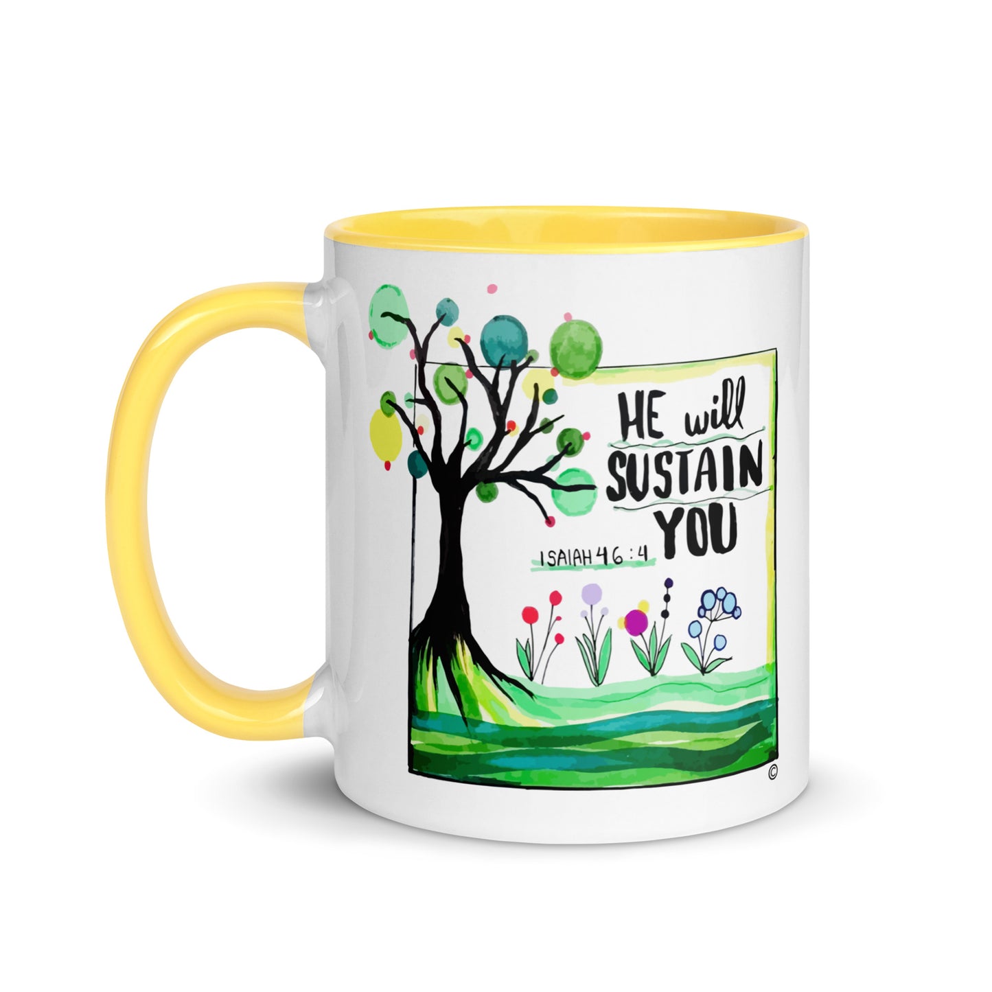 He Will Sustain You Mug with Color Inside