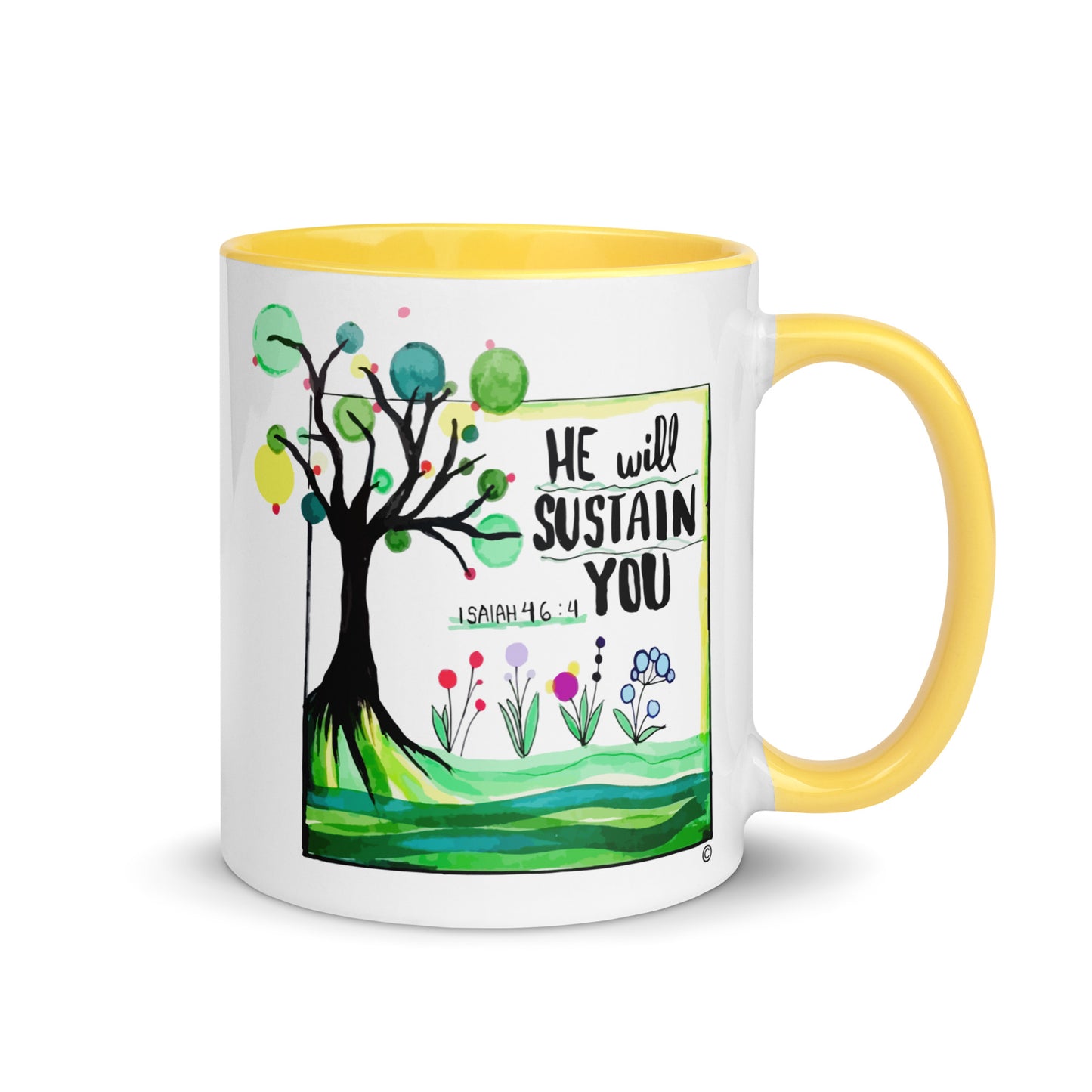 He Will Sustain You Mug with Color Inside