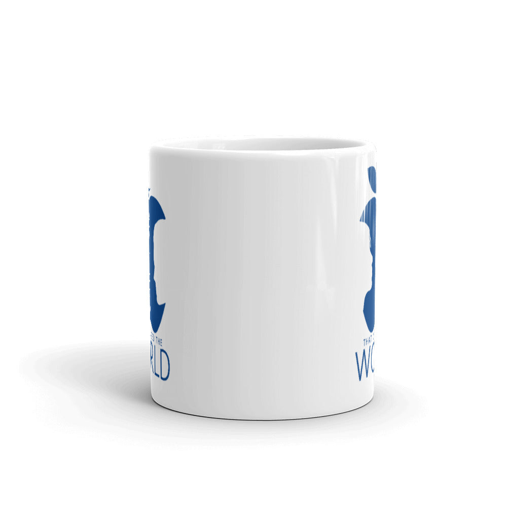 Follow Me (Blue) White Glossy Mug