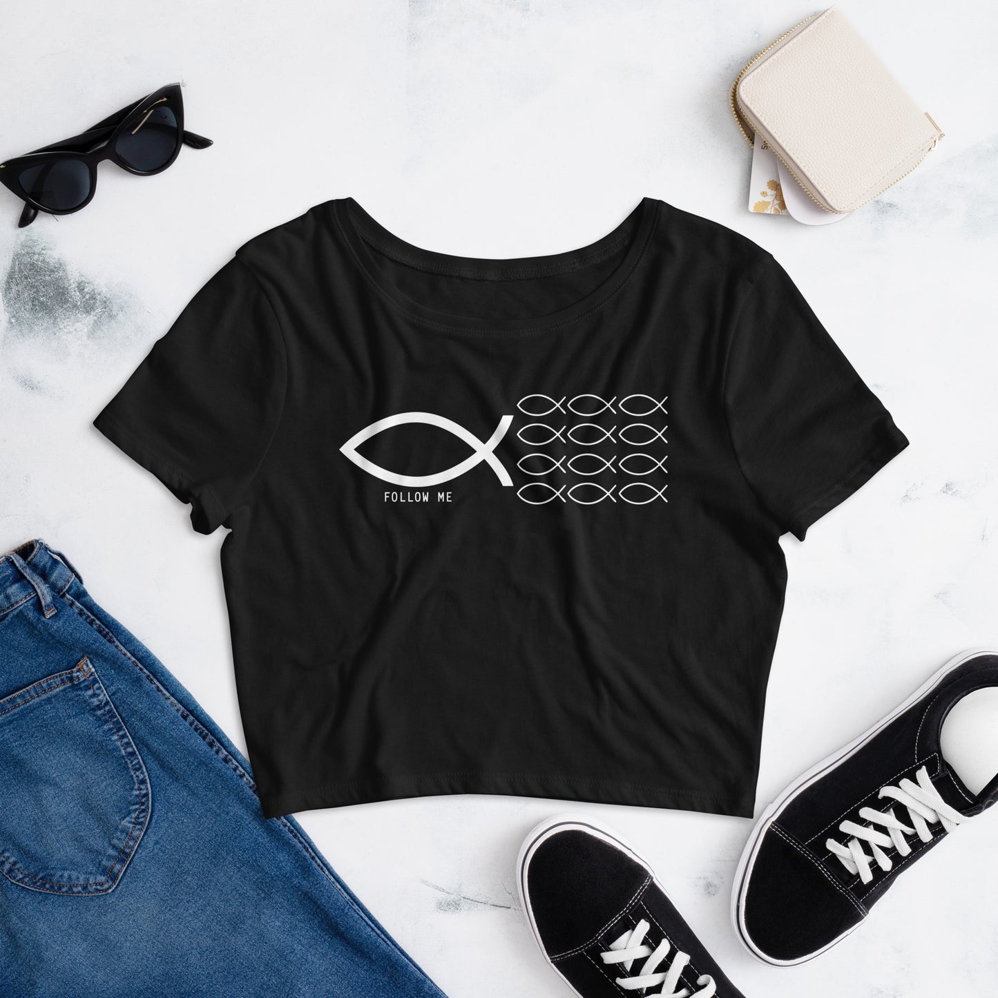 Follow Me Dark-Colored Women’s Crop Tee