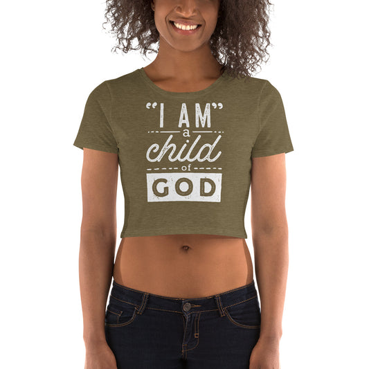 I Am a Child of God Dark-Colored Women’s Crop Tee
