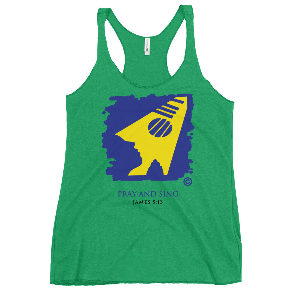 Pray and Sing Dark-Colored Women's Racerback Tank