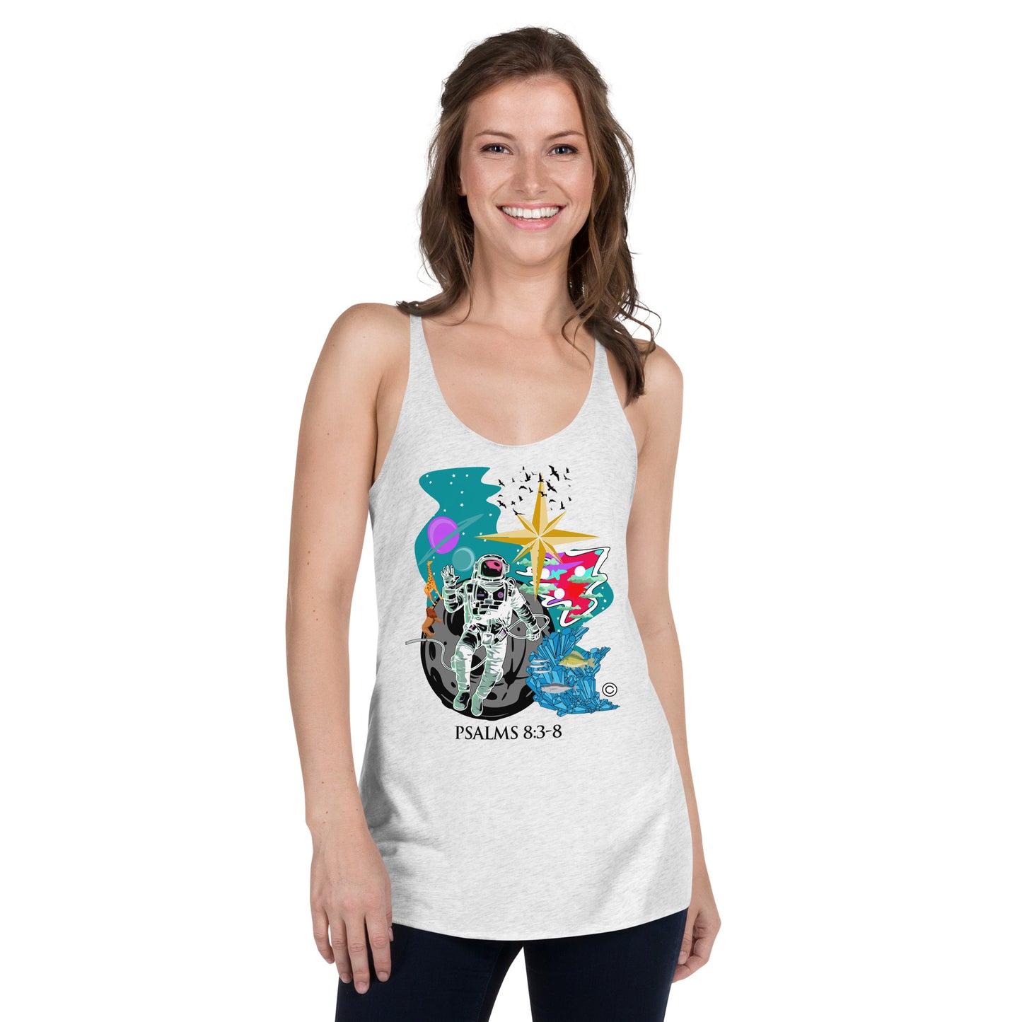 Psalm 8:3-8 Women's Racerback Tank