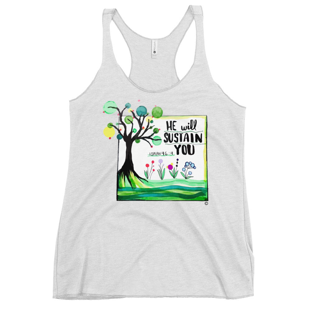 He Will Sustain You Women's Racerback Tank