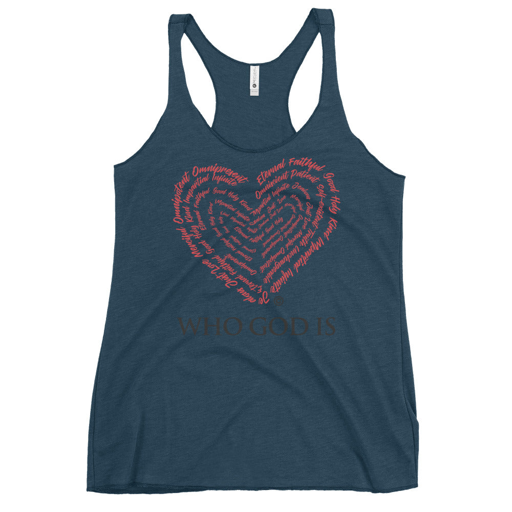 Who God Is Women's Colored Racerback Tank