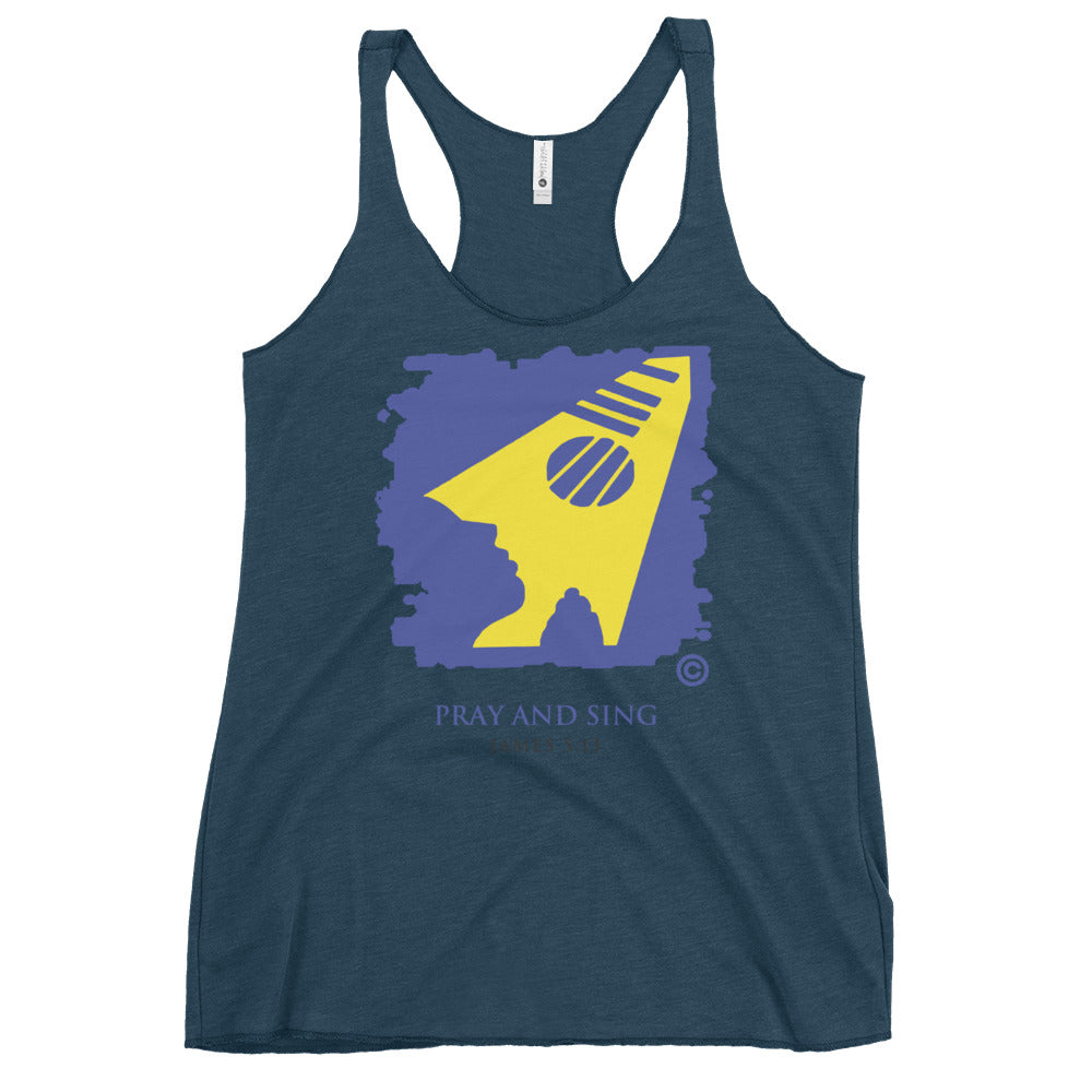 Pray and Sing Dark-Colored Women's Racerback Tank
