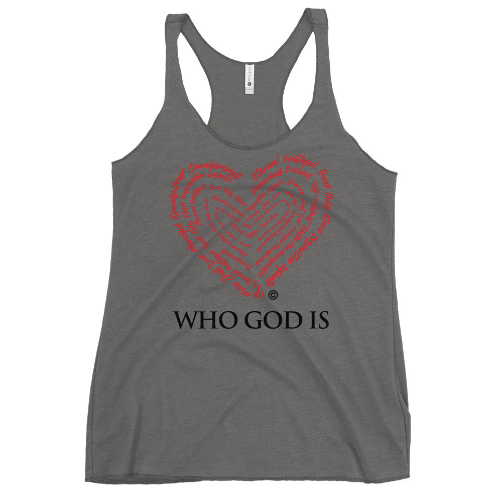 Who God Is Women's Colored Racerback Tank
