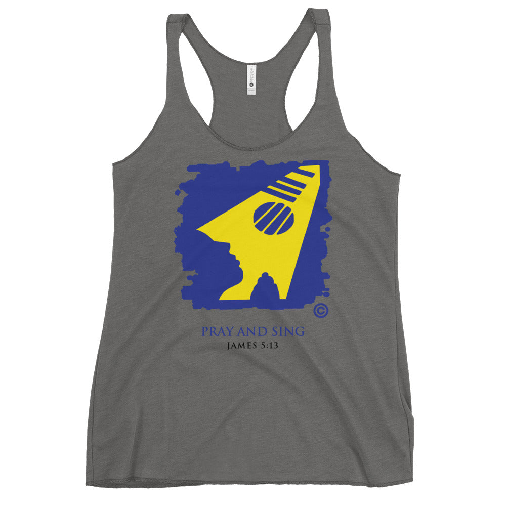 Pray and Sing Dark-Colored Women's Racerback Tank