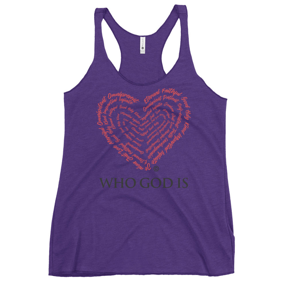 Who God Is Women's Colored Racerback Tank