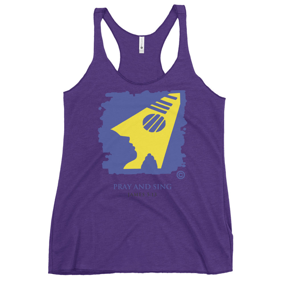 Pray and Sing Dark-Colored Women's Racerback Tank