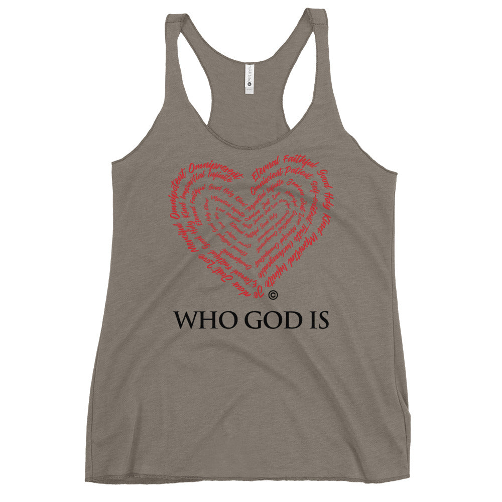 Who God Is Women's Colored Racerback Tank
