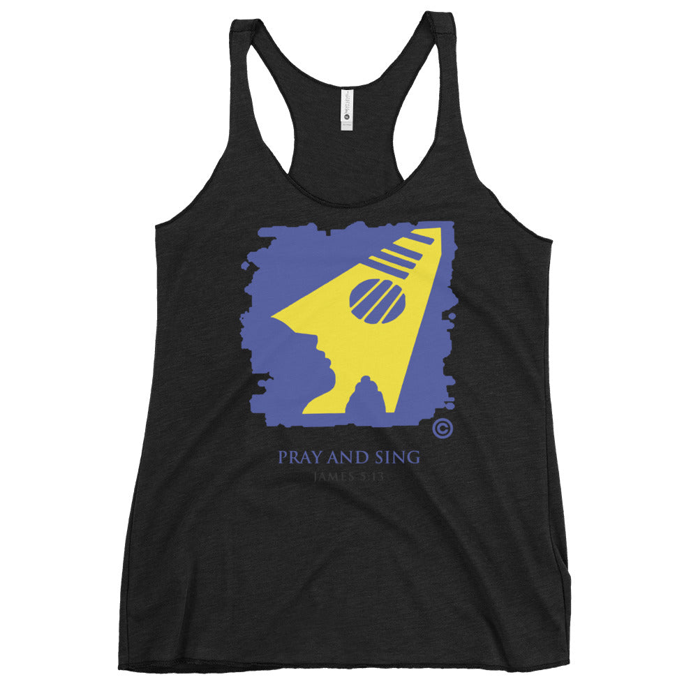 Pray and Sing Dark-Colored Women's Racerback Tank