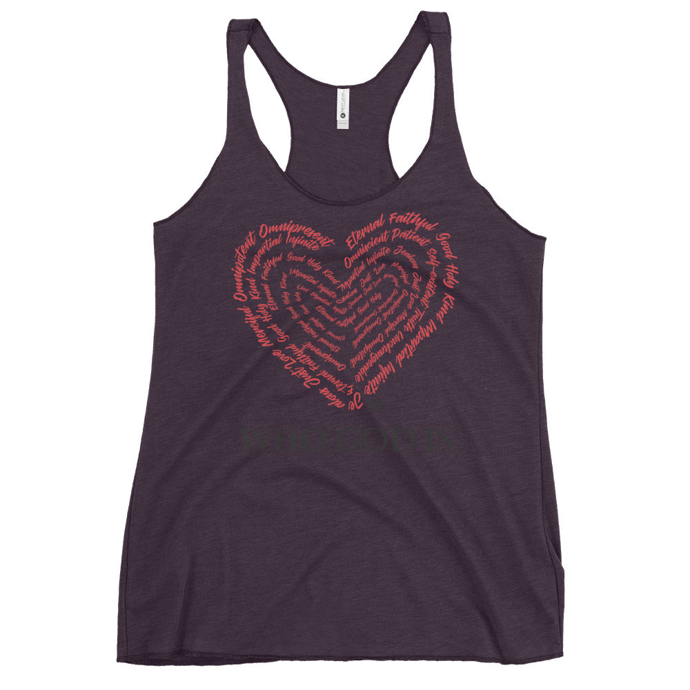 Who God Is Women's Colored Racerback Tank