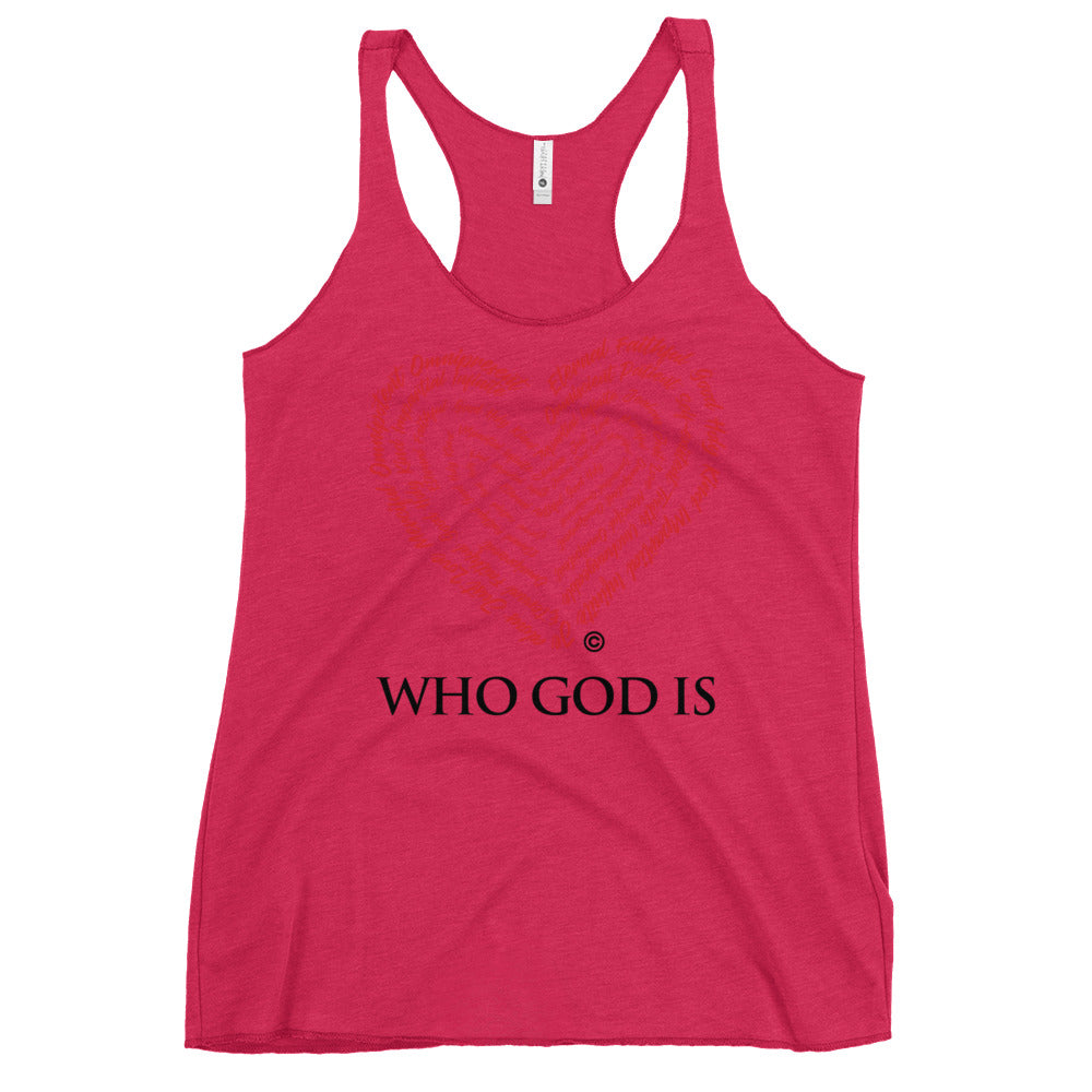 Who God Is Women's Colored Racerback Tank
