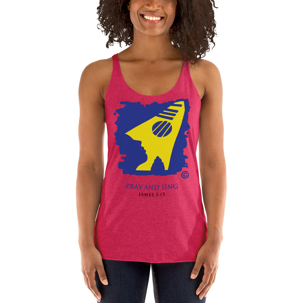 Pray and Sing Dark-Colored Women's Racerback Tank