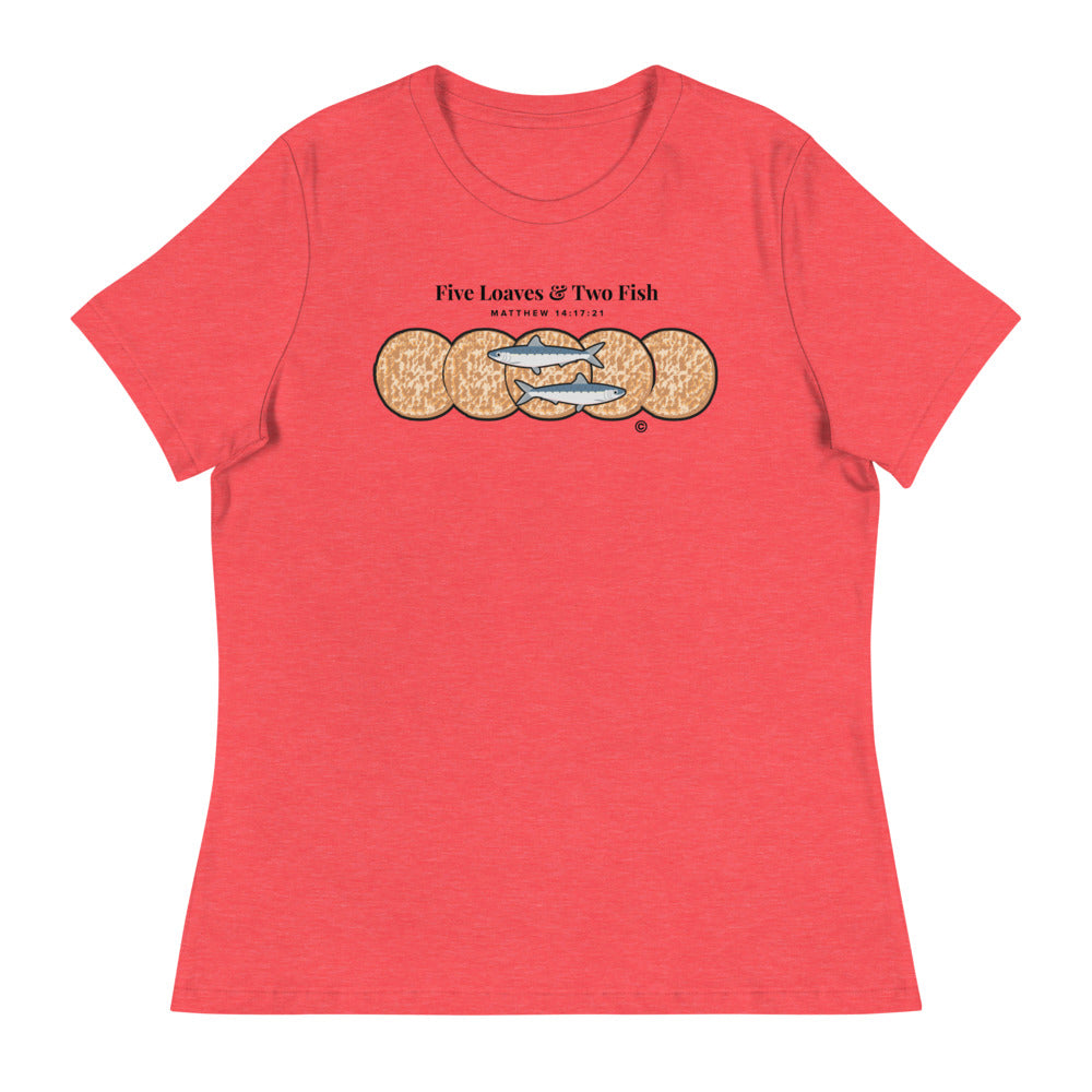 Five Loaves & Two Fish Dark-Colored Women's Relaxed T-Shirt
