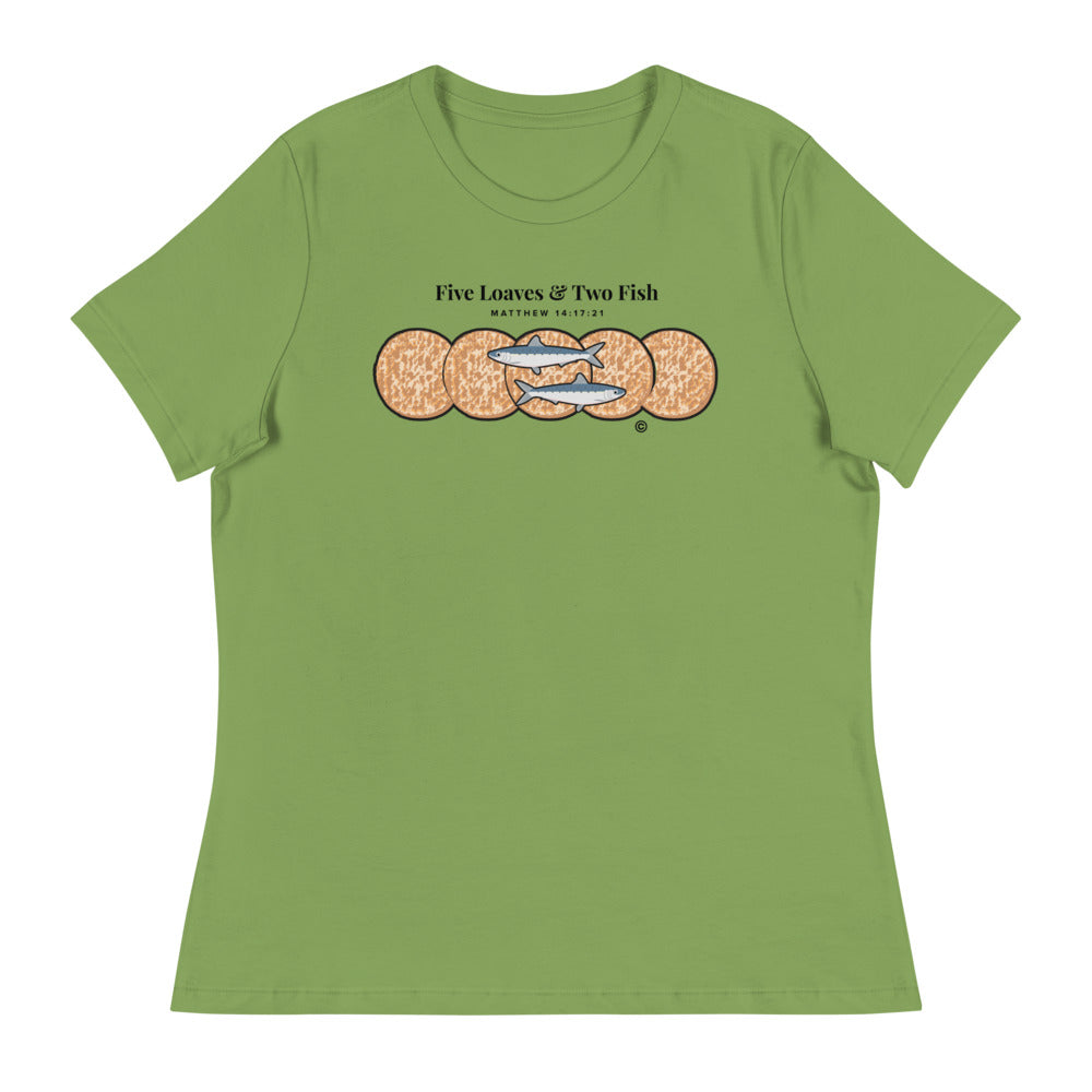 Five Loaves & Two Fish Dark-Colored Women's Relaxed T-Shirt