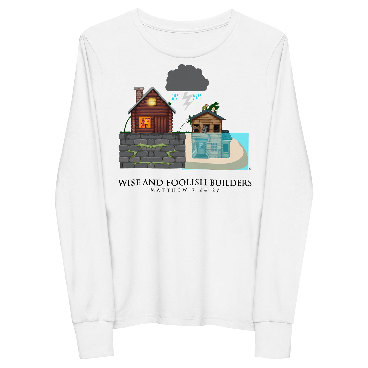 Wise and Foolish Builders Youth Long Sleeve Tee