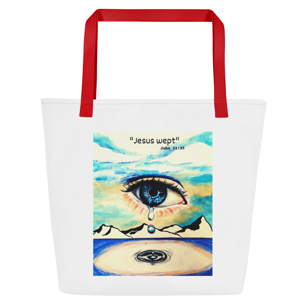 Jesus Wept Large Tote Bag