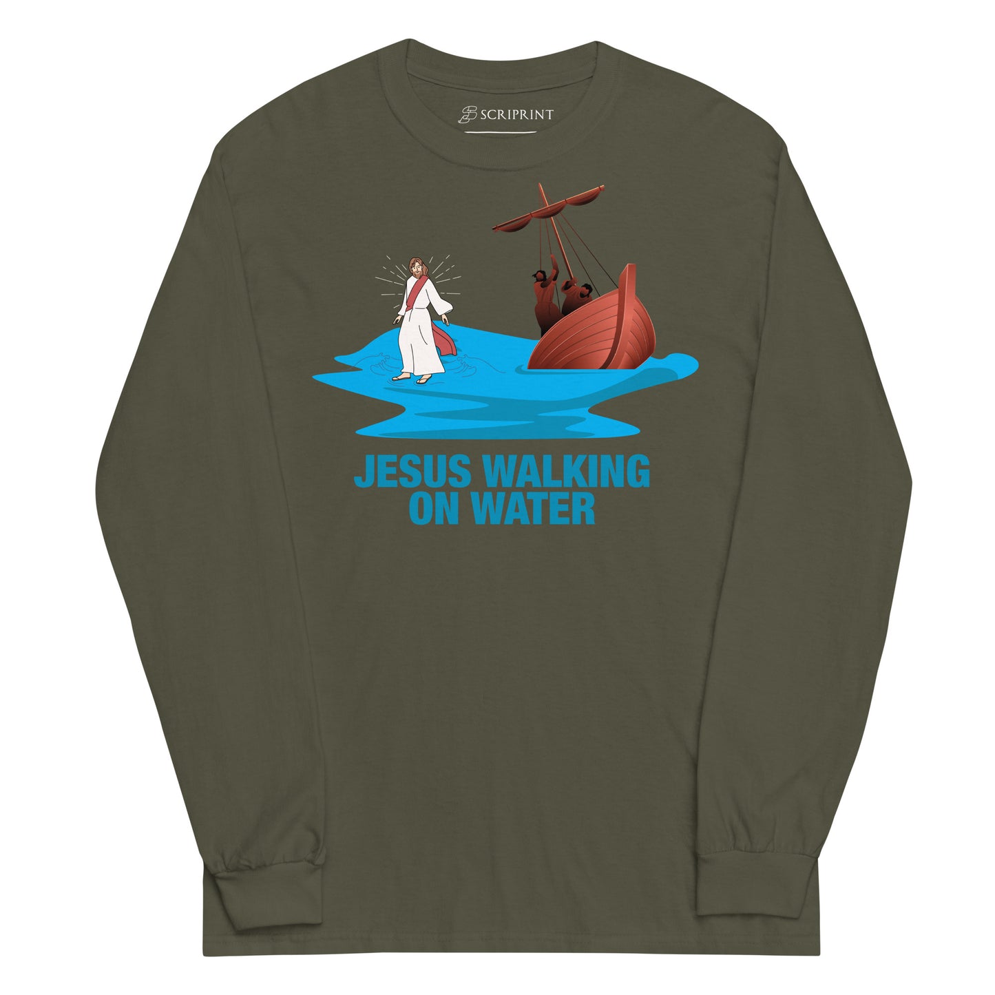 Jesus Walking on Water Men’s Long Sleeve Shirt