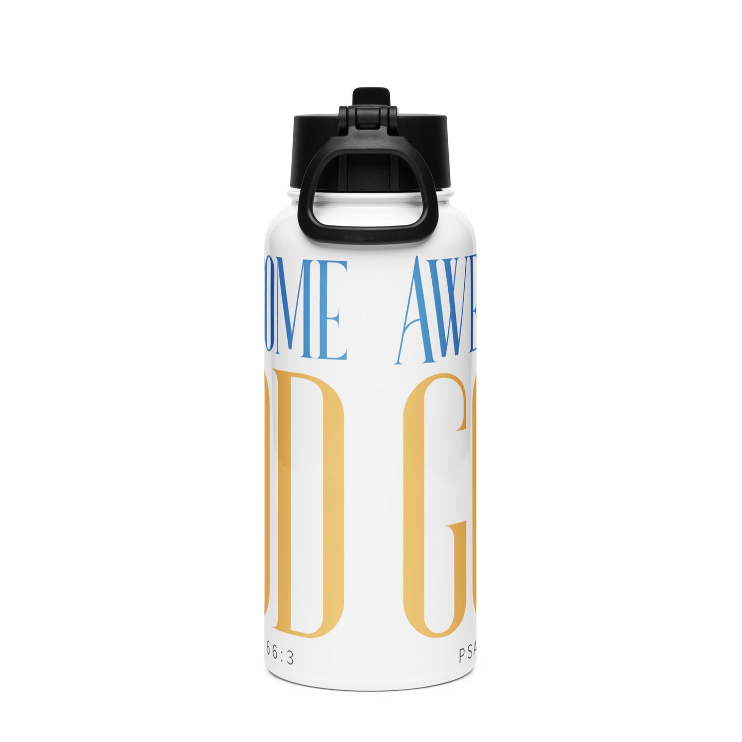 Awesome God Stainless Steel Water Bottle with a Straw Lid