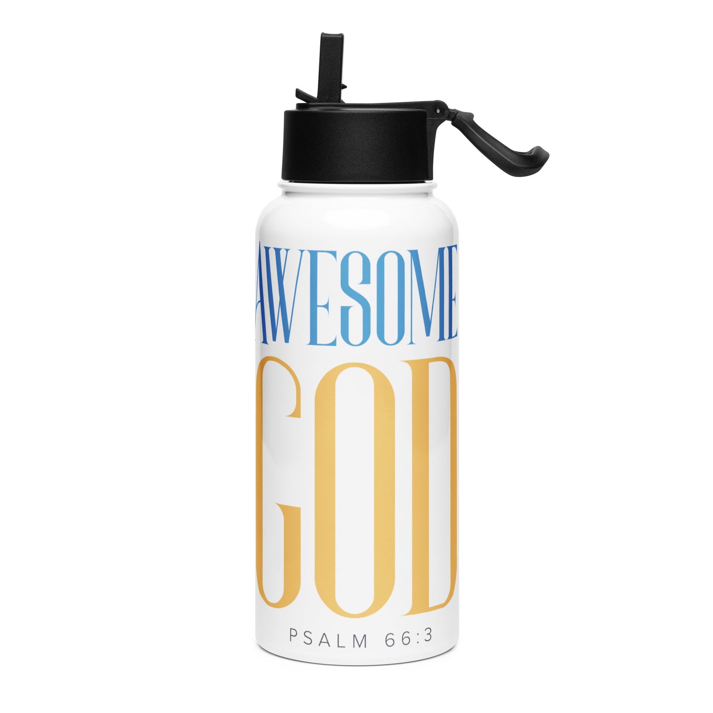 Awesome God Stainless Steel Water Bottle with a Straw Lid