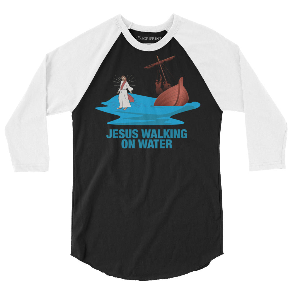 Jesus Walking on Water Men's 3/4 Sleeve Raglan Shirt