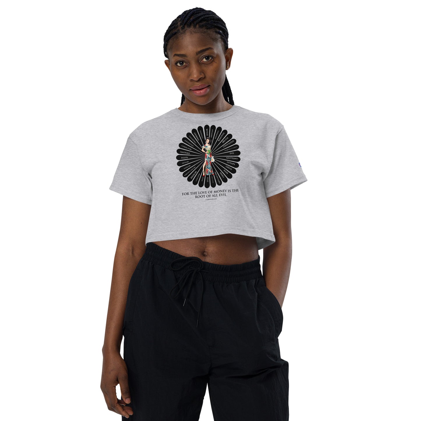 For the Love of Money Champion Crop Top