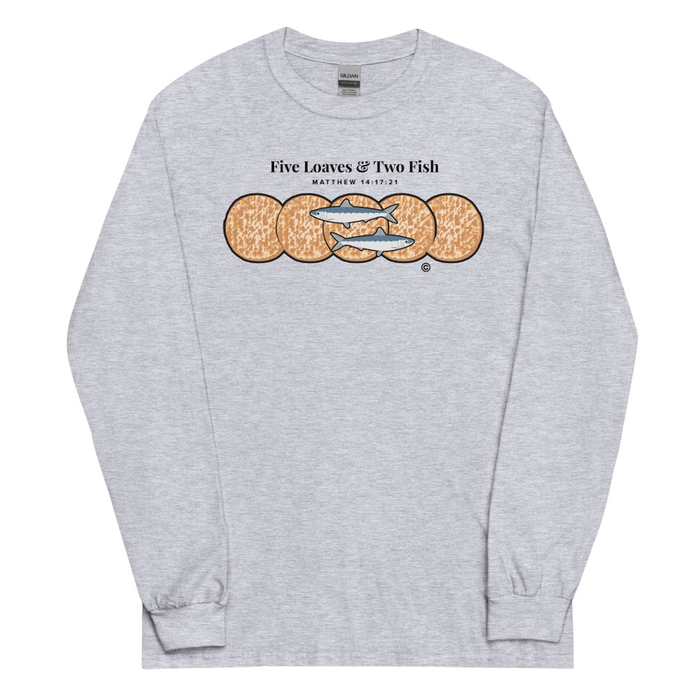 Five Loaves & Two Fish Dark-Colored Men’s Long Sleeve Shirt