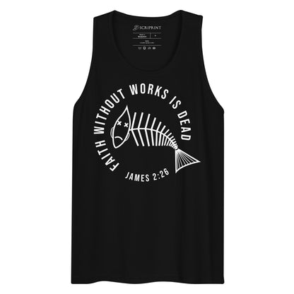 Faith Without Works Round Dark-Colored Men’s Premium Tank Top