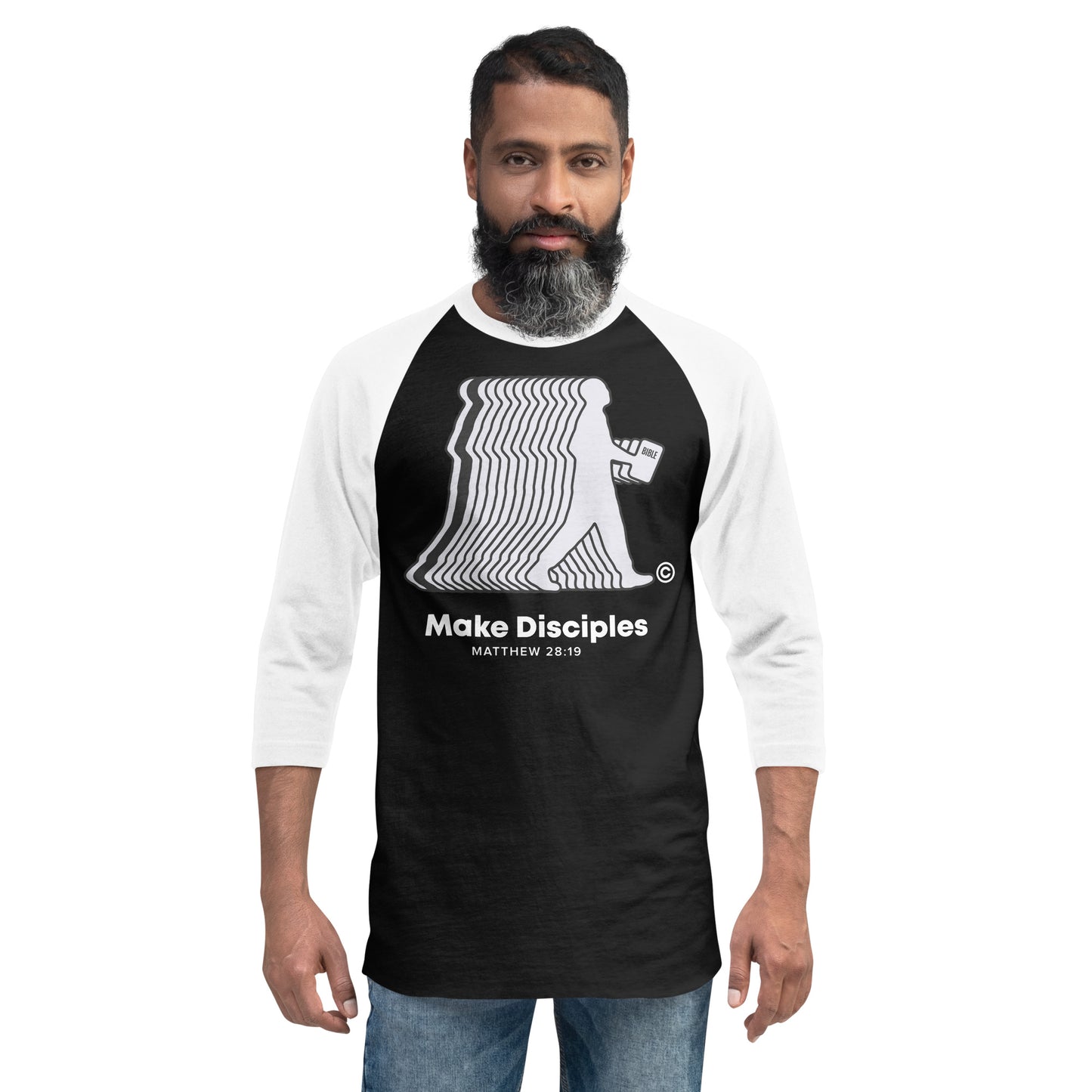 Make Disciples Dark-Colored 3/4 Sleeve Raglan Shirt