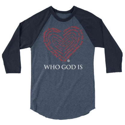 Who God Is Dark-Colored Women's 3/4 Sleeve Raglan Shirt