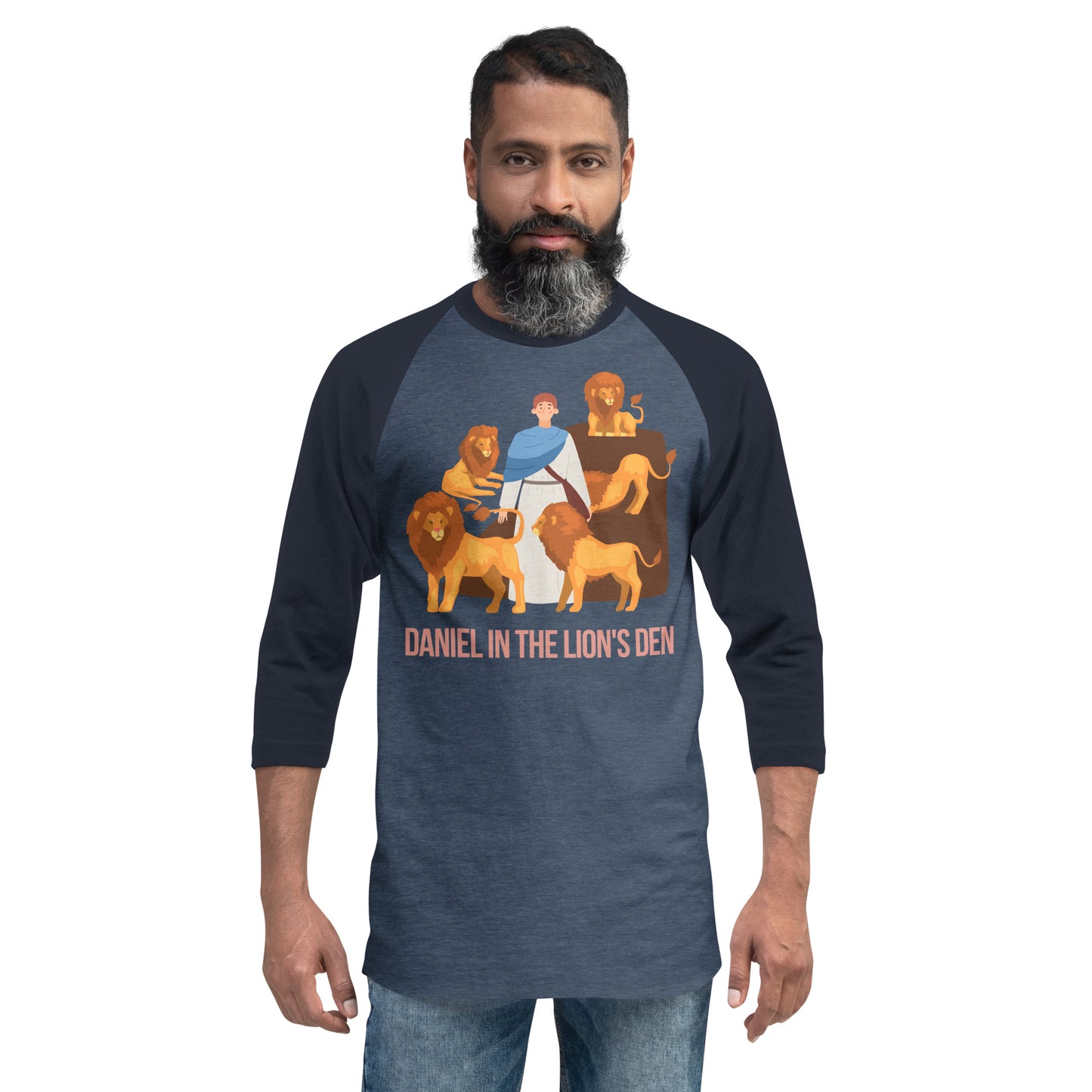 Daniel in the Lion's Den Men's 3/4 Sleeve Raglan Shirt